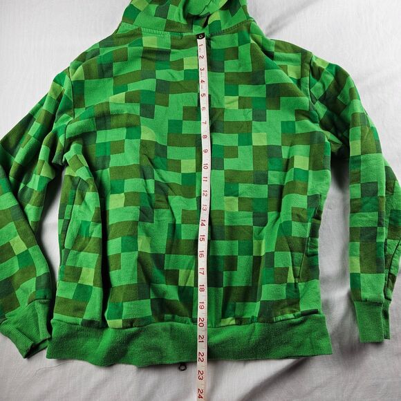Minecraft JinX Boys XL Creeper Hoodie Full Zip Jacket Costume Face - Picture 5 of 6